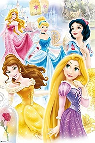 Grupo Erik Disney Poster - Prinzessinnen - Kunstdruck - Deko Wohnzimmer oder Deko Schlafzimmer - Deko Zimmer - Größe : 61 x 91 - Offizielle Lizenz - Disney Fanartikel
