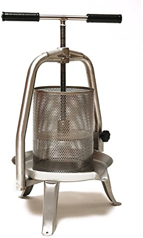 Fischer Kellereitechnik Obstpresse V20 aus Edelstahl 10 Liter Beerenpresse Spindelpresse