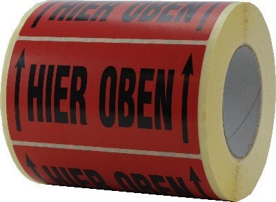 1000 Warnaufkleber Hier oben 145x76mm Etiketten auf Rolle