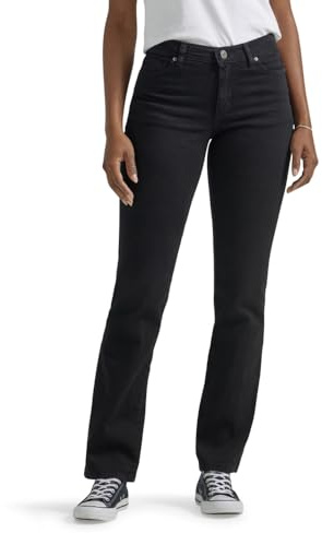 Lee Women's Petite Relaxed Fit Straight Leg Jean, Black Onyx, 12