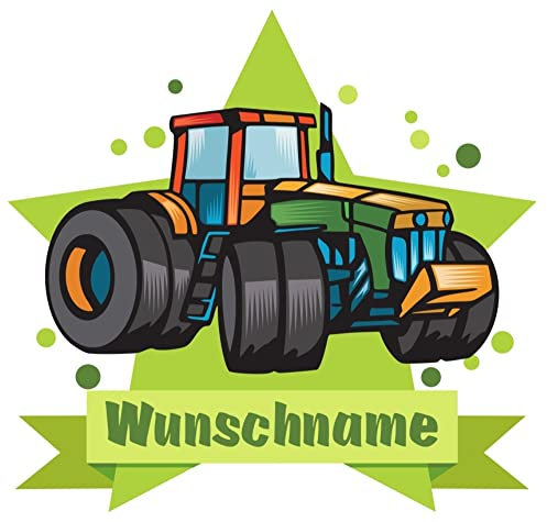 Samunshi® Traktor Türschild Wandtattoo mit Name personalisierbar Kinderzimmer Türaufkleber Baby Wandaufkleber - 80x69cm mehrfarbig