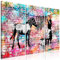 decomonkey Bilder Banksy 90x60 cm 3 Teilig Wandbild Groß Leinwandbild XXL Deko Wohnzimmer Schlafzimmer Büro Wanddeko Leinwand Pictures For Wall Poster Wall Painting Street Art Graffiti Zebra