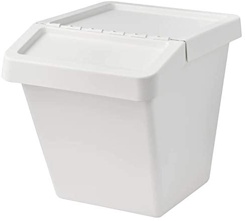 My Stylo Collection Poubelle de tri des déchets avec couvercle, blanc, 60 L, dimensions assemblées : largeur 41 cm, profondeur 55 cm, hauteur 45 cm, volume 60 L