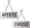 Cartello Aperto - Chiuso in allumino | con catenella e ventosa | 175x65 mm | 31240-ES