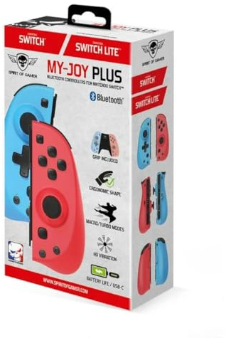 Spirit Of Gamer – MY-JOY PLUS - Manettes Switch 1, 2 & Lite Bluetooth – Sans Fil – Support Inclus – Autonomie 20 Heures* – 2 Câbles USB-C Fournis