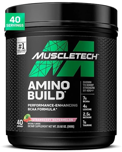 MuscleTech | BCAA Amino Acids + Electrolyte Powder | 7g of BCAAs + Electrolytes Support | Build Lean Muscle & Boost Endurance | Strawberry Watermelon | 593 grams | 40 servings