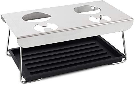 Levivo Abtropfhalter für Flaschen, Edelstahlhalter, Kunststoffwanne, silber, Medium