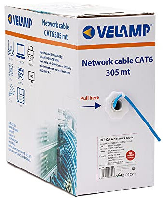 Velamp Cavo di Rete LAN Ethernet - Cat 6 – UTP – Lunghezza 305 mt – Confezione pull box