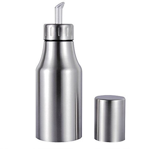 Shunfaji Distributeur De Huile Vinaigre en Acier Inoxydable, Huile d'olive/vinaigre/Sauce Soja/Huile Essentielle/Bouteille à Huile Comestible Pot, Anti-Fuite avec Bec Verseur (500ml)