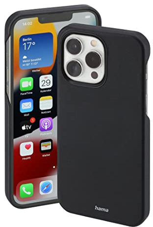Hama Hülle für Apple iPhone 13 Pro kompatibel mit MagSafe (Magnetische Hülle für induktives Laden, Handyhülle schützt vor Stößen, Kratzern und Schmutz, Elegantes Case aus Kunstleder) schwarz