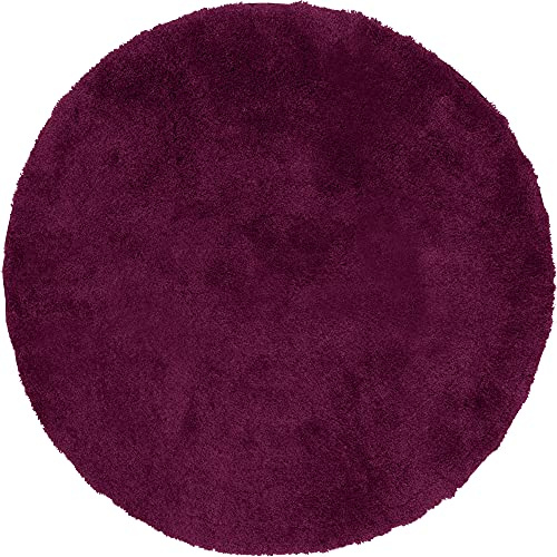 Erwin Müller Badematte, Badteppich Kefalonia rutschhemmend Beere Größe rund: 120 cm Ø - für Fußbodenheizung geeignet, dichter, Flauschiger Floor (weitere Farben, Größen)