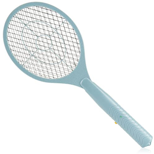 com-four® Elektrische Fliegenklatsche - Insektenvernichter - Fliegenfalle in Schläger-Form - batteriebetriebene Insektenfalle [Auswahl variiert] (1 Stück - blau/weiß/schwarz/grün)
