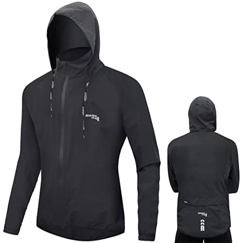 Brisk Bike veste pluie coupe vent homme et Femmes veste imperméable Veste respirante & ultra légère (Black, M)