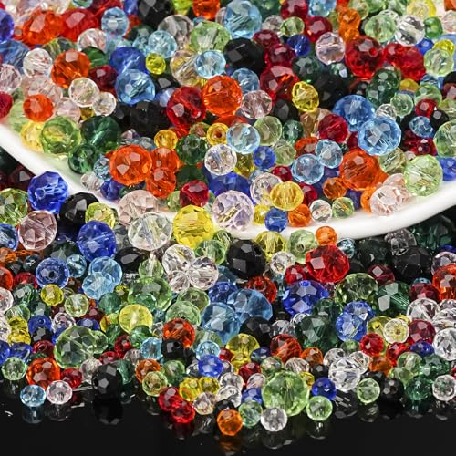 DAHI Cuentas de cristal facetadas redondas para abalorios, joyas, pulseras, collares (4/6/8 mm)
