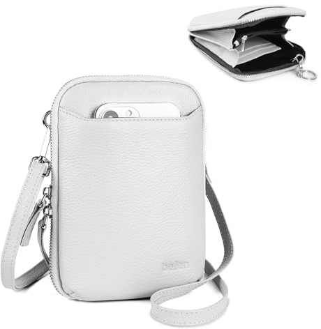 befen Small Crossbody Phone Bag for Women, Genuine Leather Cross Body Cell Phone Purse Wallet Card Holder Mini RFID Shoulder Bags Ladies Handbags with Long Strap