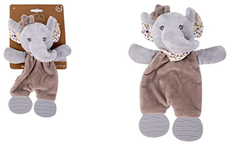 Dodo d'AMOUR - Beißring-Kuscheltier - Elefant - 012391 - Beige - Fleece - Geburt - Plüschtier - Baby - Beruhigend - Weich - Waschbar - 25 cm x 10 cm - Ab 0 Monaten