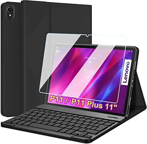 Wineecy Tastatur Hülle mit Schutzfolie für Lenovo Tab P11 TB-J606 / P11 Plus TB-J607 11 Zoll, Ultradünn leicht Schutzhülle mit Magnetisch Abnehmbare Kabellose Deutsches QWERTZ Tastatur