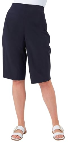 Roman Knee Length Shorts for Women UK - Ladies Cropped Capri Stretch Bengaline Pants Crop Trousers Summer Legging Lounge Essentials Elasticated Casual Clothes