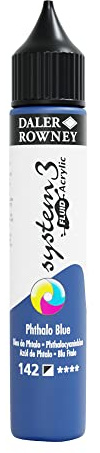 Daler-Rowney System3 Acrylic Paint, Plastic Bottle, Fluid, 1oz - 29.5 ml, Phthalo Blue