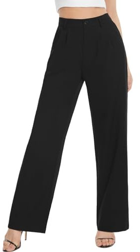 Tapata Damen Hose Weites Bein Lang Für Frauen Mit Taschen Lässige Reißverschluss, Schwarz, 12