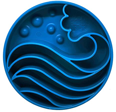 SodaPup Wave Enrichment Bowl – Durable Enrichment Slow Feeder Bowl Made in USA from Non-Toxic, Pet-Safe, Food Safe Material for Mental Stimulation, Slowing Down Eating, Healthy Digestion, & More