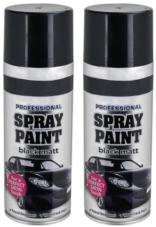 ZOPPER 2 x Black Matt Spray Paint 400ml Professional Petrol & Heat Resistance, Fast-Drying, Formula Ideal for Car Paint With Unique Tamper Proof Nozzle