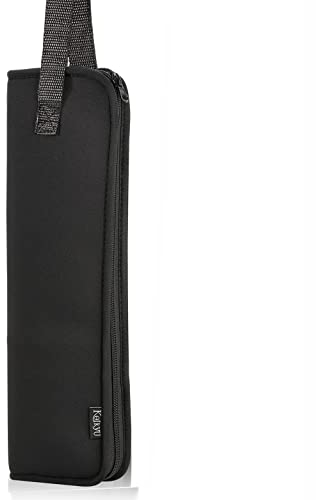 Koikyu Neopren-Etui für Flacheisen, hitzebeständig, für Lockenstab und Glätteisen, Reise-Organizer-Tasche (schwarz, 12,7 x 38,1 cm)