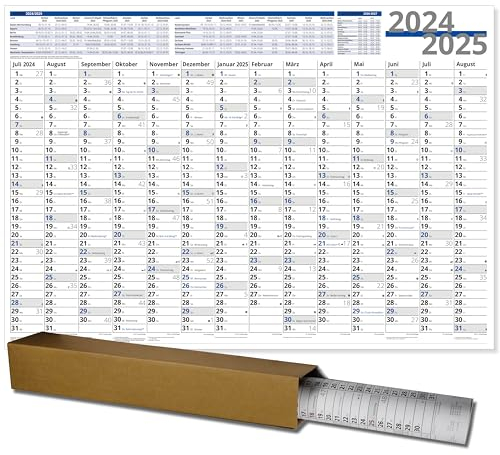 Schuljahres-Wandkalender für Lehrer & Schüler 2024 2025 Schuljahresplaner 2024/2025 Wandkalender Schuljahr 24/25 Sonn-und Feiertage in Blau A1 84,1 x 59,4 cm