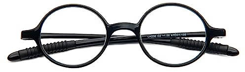 KoKoBin Retro Lesebrille Herren und Damen runde Lesehilf Sehhilfe Brille TR90 Vollrahmenbrille (Schwarz, 1, diopters)