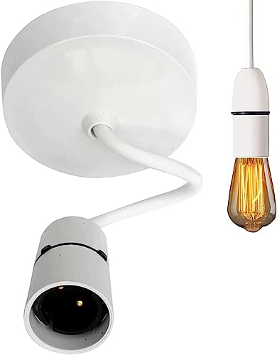 Mr. Gadget's Solutions® Ceiling Pendant Light with Lamp Bracket 6 Inch Flexible Cable Rose White Mounting Kit for Dining Room Decor
