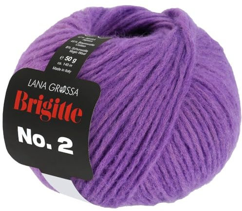 LANA GROSSA Brigitte Nr.2 | Edle Netzgarnstruktur aus Alpaka und Baumwolle | Handstrickgarn aus 47% Alpaka, 45% Baumwolle & 8% Schurwolle | 50g Wolle zum Stricken & Häkeln | 140m Garn FB 62