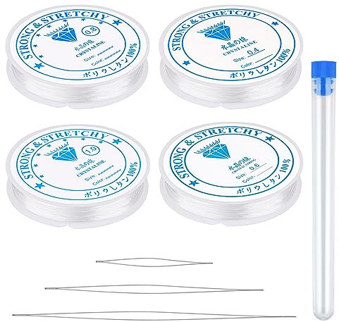 Clear Elastic String for Bracelets, Durable & Strong Bead Thread, Bracelet Elastic Cord for Jewellery Making & DIY Bracelets, Necklaces, Crafts, Decorations (0.4mm, 0.6mm,0.8mm,1mm)
