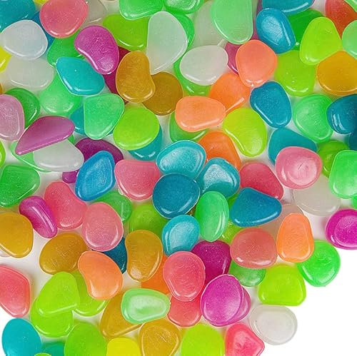400 pièces multicolore Caillou phosphorescent Roches lumineuses Galets lumineux Pierres lumineuses pour aquarium Jardin Passerelle Réservoir à poissons