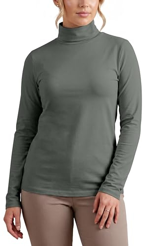 Love My Fashions® Women's Turtle Polo Neck Long Sleeve Plain Top Stretchy Pullover High Neck Ladies