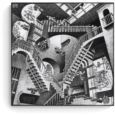 WurBu M.C. Escher Painter Artwork 【Treppe】 Bedruckte Poster, Kunst, Leinwand, Malerei, Dekor, Wanddruck, Fotogeschenke, Heimdekoration, moderne Dekorationen, 60 x 60 cm