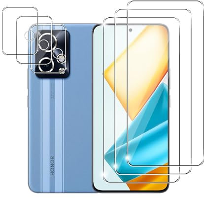 Zicurz 3+3 Piezas Protector de Pantalla para Honor 90 GT 5G Cristal Templado, 3 Piezas Vidrio Templado y 3 Piezas Protector de Lente de Cámara, HD Transparente 9H Ultra Resistente