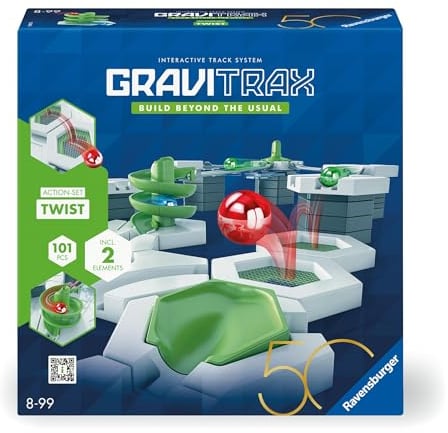 Ravensburger 24576 - GraviTrax Action-Set Twist - Sonderausgabe 50 Jahre blaues Dreieck - GraviTrax Starterset - Murmelbahn und Konstruktionsspielzeug ab 8 Jahren