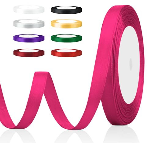 Geschenkband Rosa und Rot - Satinband für Hochzeit und Weihnachten - Dekoband Stoff in Pink und Weiß