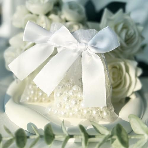 40 Stück 9x12cm Organzasäckchen Weiß Hochzeit Gunst Taschen Schmuck Geschenk Taschen für Party Festival