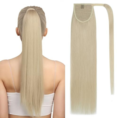 SEGOHAIR Echthaar Extensions Zopf 16 Clip in Extensions Echthaar Lang Glatt Platinblond