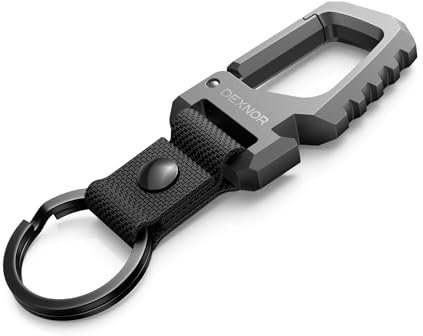 Dexnor Heavy Duty Key Chain Bottle Opener, Carabiner Key Ring Clip Aerospace-grade Stainless Steel Car Key Fob Holder Organizer EDC Keychain Keyring Accessories for Men and Women - Black