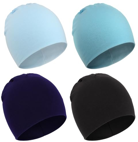 DRESHOW 4 Stücke Unisex Mütze Hut Junge Mütze Frühling Mützchen Kleinkind Wendemütze Jersey Slouch Beanie Bekleidung Unisex Infant Hut Kindergarten Mütze