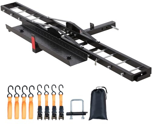 VEVOR Supporto per moto e scooter da cross, 272,2 kg in acciaio, rampa 119,4 cm, cinghie a cricchetto e stabilizzatore