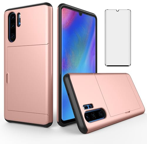 Asuwish Funda para Huawei P30 Pro con protector de pantalla de vidrio templado y accesorios, ranura para tarjetero, celda delgada de silicona híbrida de TPU, protector Hawaii P30Pro P 30 Pro30 para