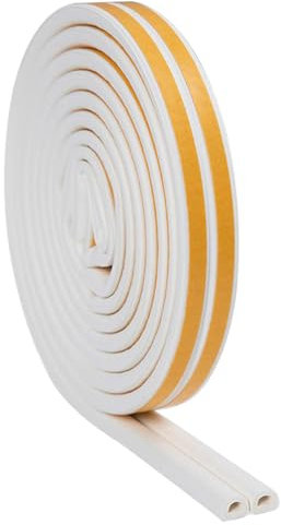 SIRLOMU 1 Rollo 5M Cinta de Aislamiento Acústico para Ventanas y Puertas, Doble Cara Adhesiva, Material Resistente al Agua y Duradero (blanco)
