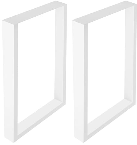 Susoso Lot de 2 pieds de table - Pieds en métal - Moderne et industriel - Charge totale : 200 kg - Plaque de base pour hôtel - 50 x 7 x 71 cm - Blanc