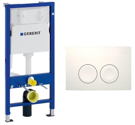 BADfabrik24 DuofixBasic WC-Vorwandelement 112 cm mit UP-Spülkasten+Delta25 Drückerplatte+Wandanker+Montageset & Mikrofasertuch,Wand-WC-Element, Vorwandelement WC