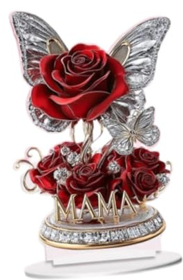 JISADER 2D Acryl Rose Blume, 2D Acrylic Sign Rose Flower, Rosenblumen Tischdekoration, romantisches Dankeschön-Schild für Schlafzimmer, Wohnzimmer, Küche, Restaurant, Geschäft, Heimdekoration, Style A