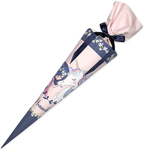 Dein Lieblingsteil Schultüte aus Stoff individualisierbar mit Wunschname personalisierbar mit Schultütenkissen 70 cm 85 cm - Mädchen (Einhornfreundin, 85 cm)