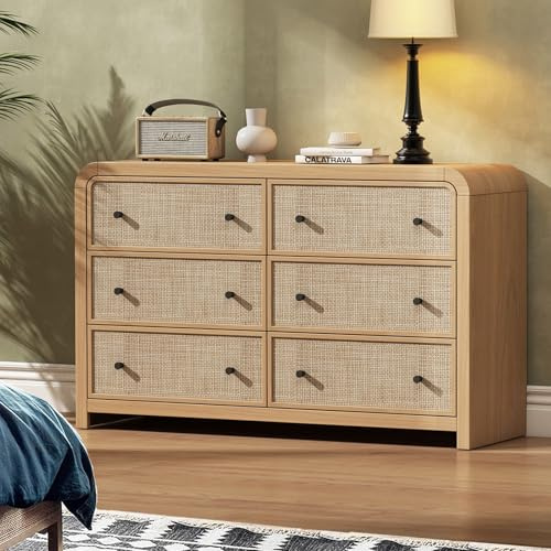 Oak&Sparrow 6 Drawer Dresser, 49'' Rattan Dresser
